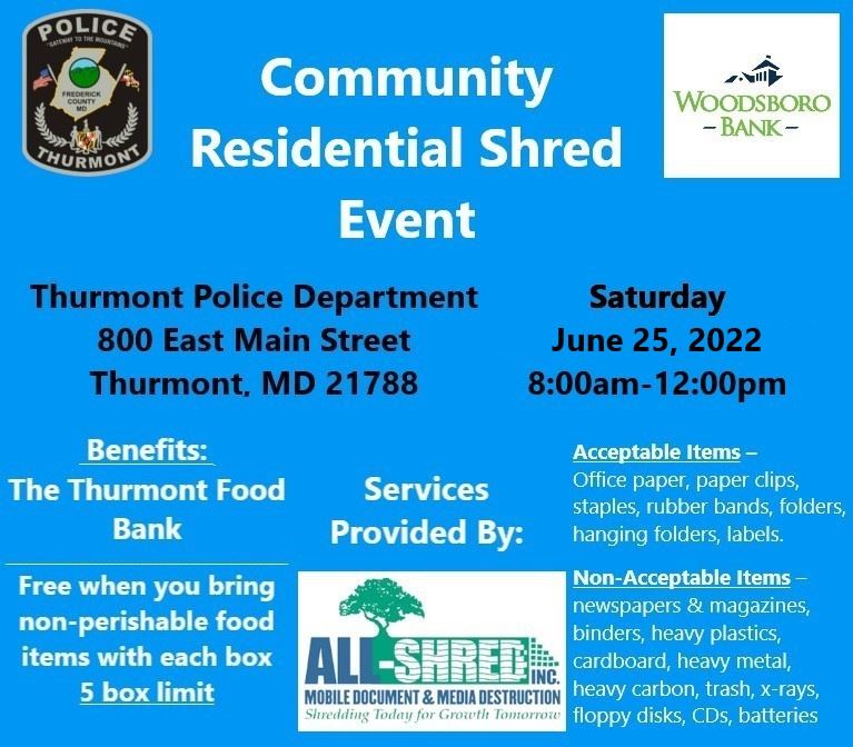 June 2022 Shred Event Flyer